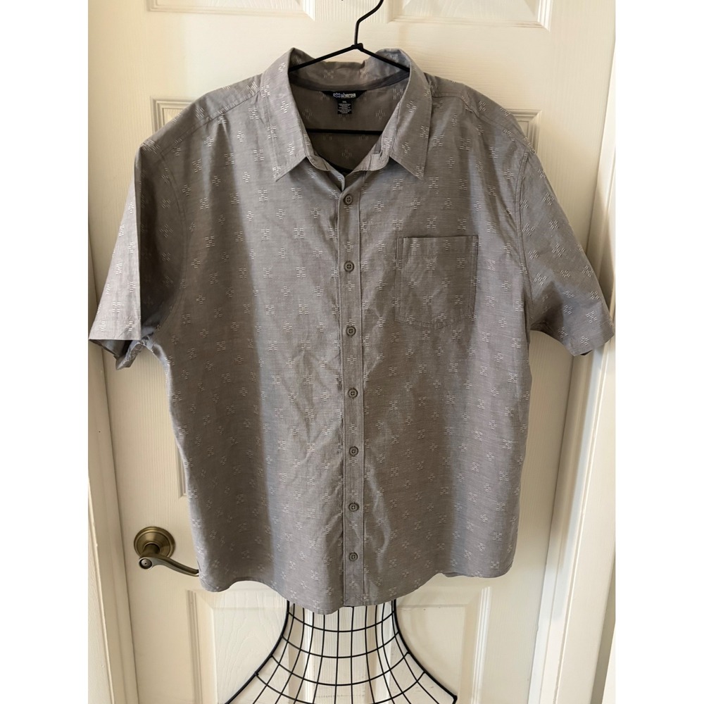 Sherpa Adventure Gear Mens XXL Gray Hemp Cotton Button Down Shirt Outdoor EUC